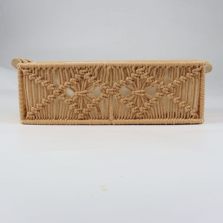 Storage basket with macrame pattern Stornfield