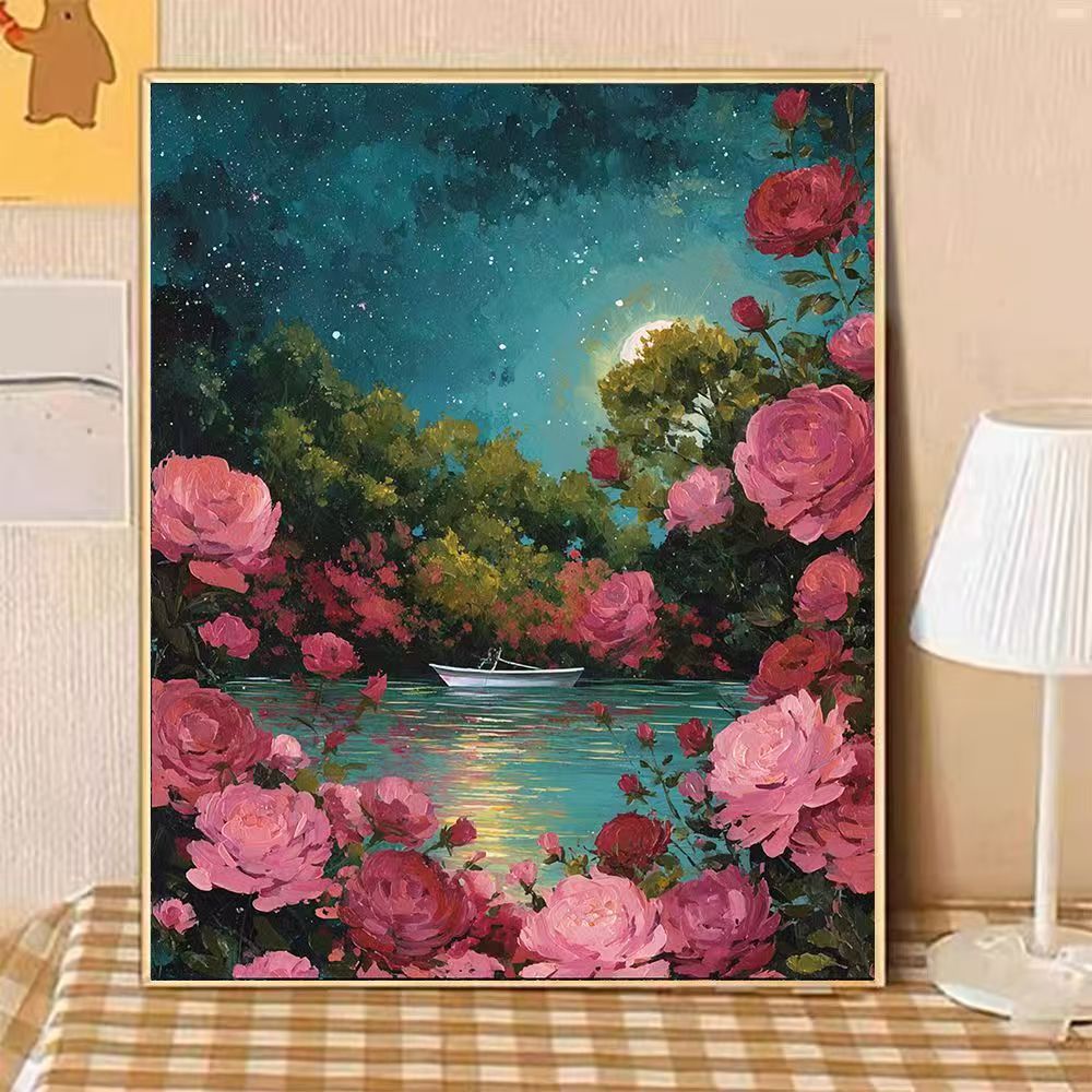 Scenic Night-time Floral Landscape Canvas Art Stornfield