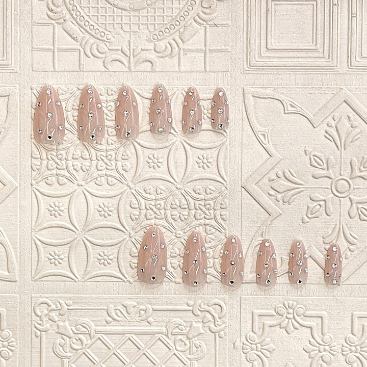 Decorative Stiletto Press-On Nails with Rhinestone Accents Stornfield
