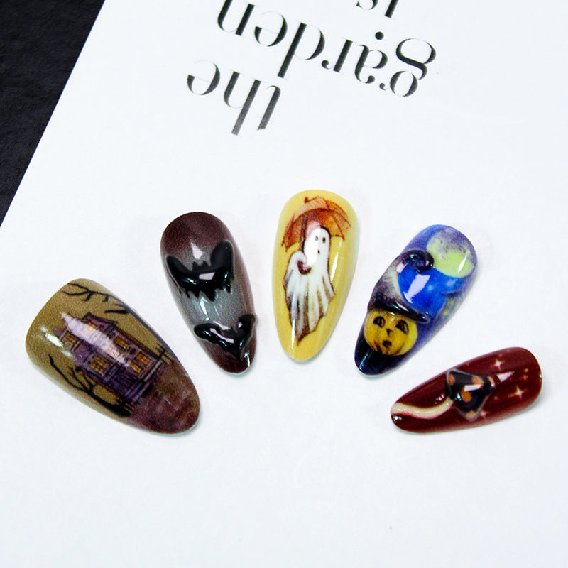 Halloween Art Nail Set with Creative Ghost, Pumpkin, and Animal Designs Stornfield