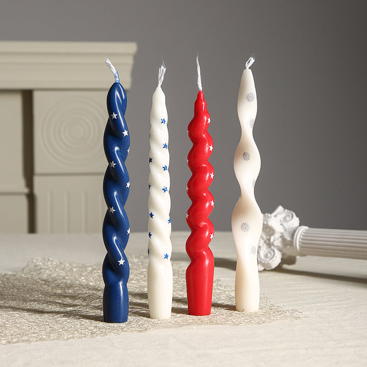 Patriotic Americana Flag-Pattern Decorative Pillar Candle