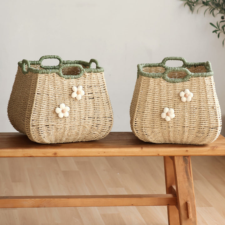Stylish storage basket with flower appliqué Stornfield