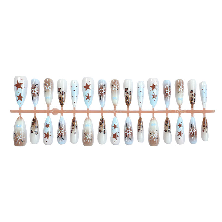 Artistic Stiletto Press-On Nail Art Set with Star and Leopard Accents Stornfield