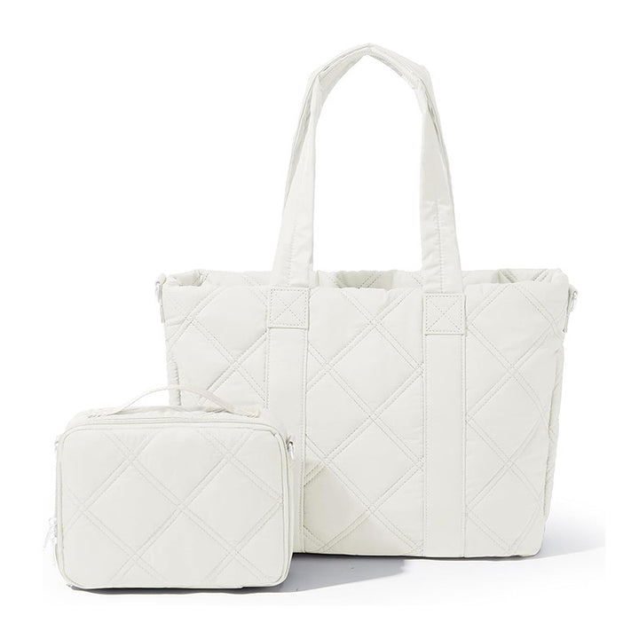 Elegant and Versatile Fabric Handbag with Detachable Cosmetic Bag Stornfield