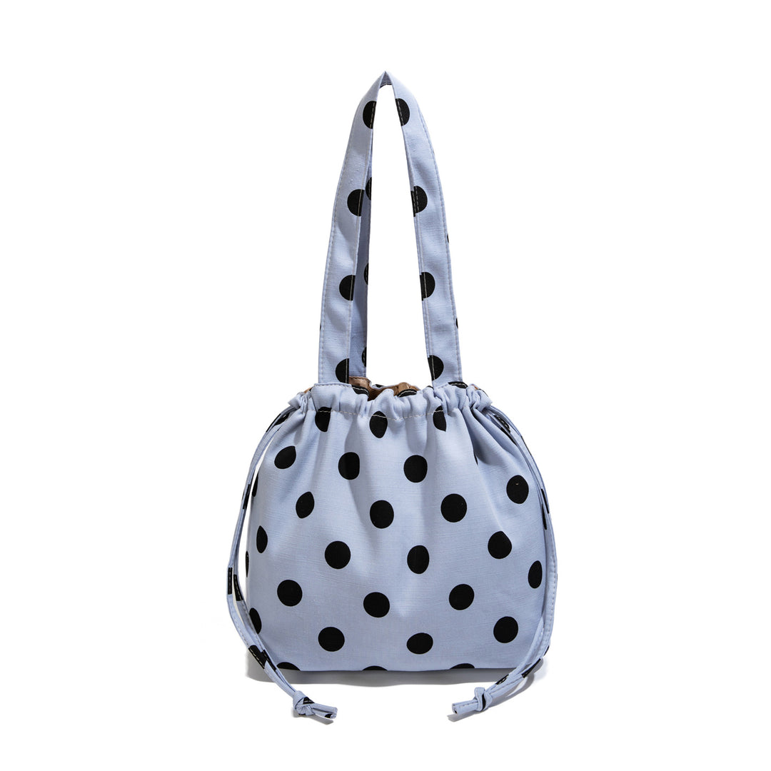 Cute Drawstring Dot Pattern Tote Bag