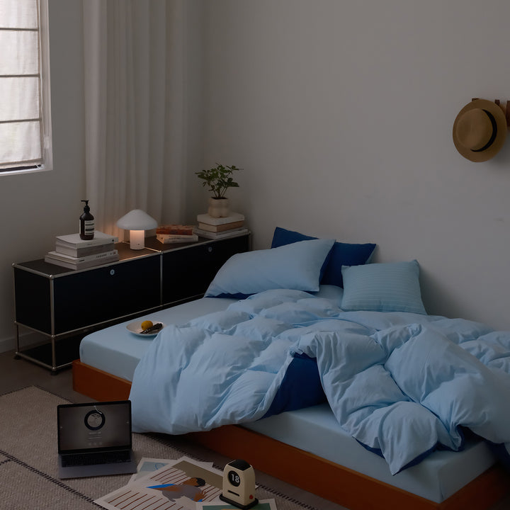 Stonewashed Cotton Duvet Cover & Oversized Comforter