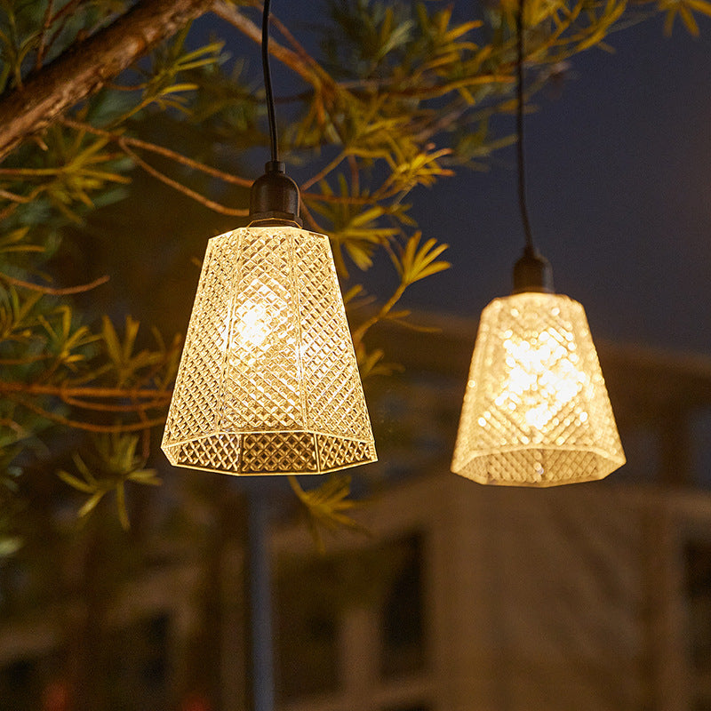 Solar USB Rechargeable Textured Glass Pendant Light Stornfield