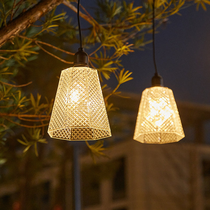 Solar USB Rechargeable Textured Glass Pendant Light Stornfield
