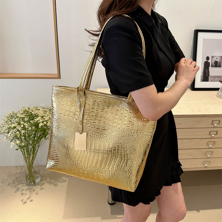 Elegant Crocodile-Pattern Tote Bag