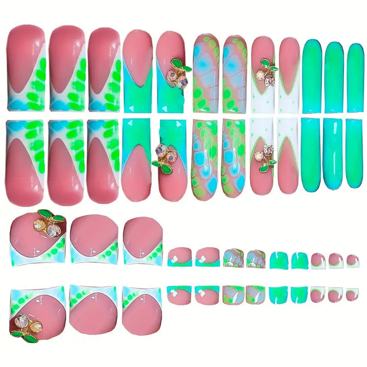 Artistic Floral-Inspired Press-On Nail Set Stornfield