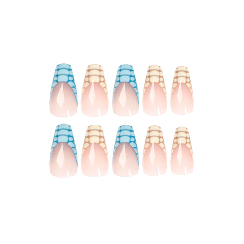 Artificial nail extensions with modern designs and creative color accents Stornfield