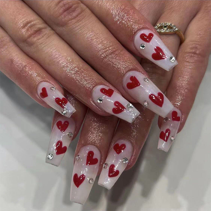 Artful Nail Extensions with Romantic Heart Designs Stornfield