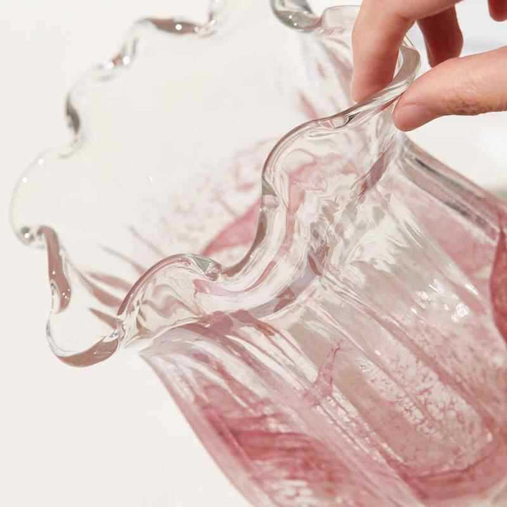 Handblown Ruffled-Tulip Art Glass Decorative Vase Stornfield
