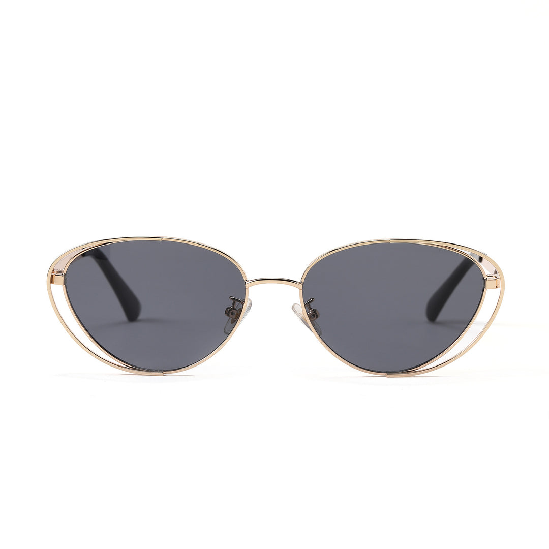 Ladies geometric sunglasses with red lenses and elegant metal frame Stornfield
