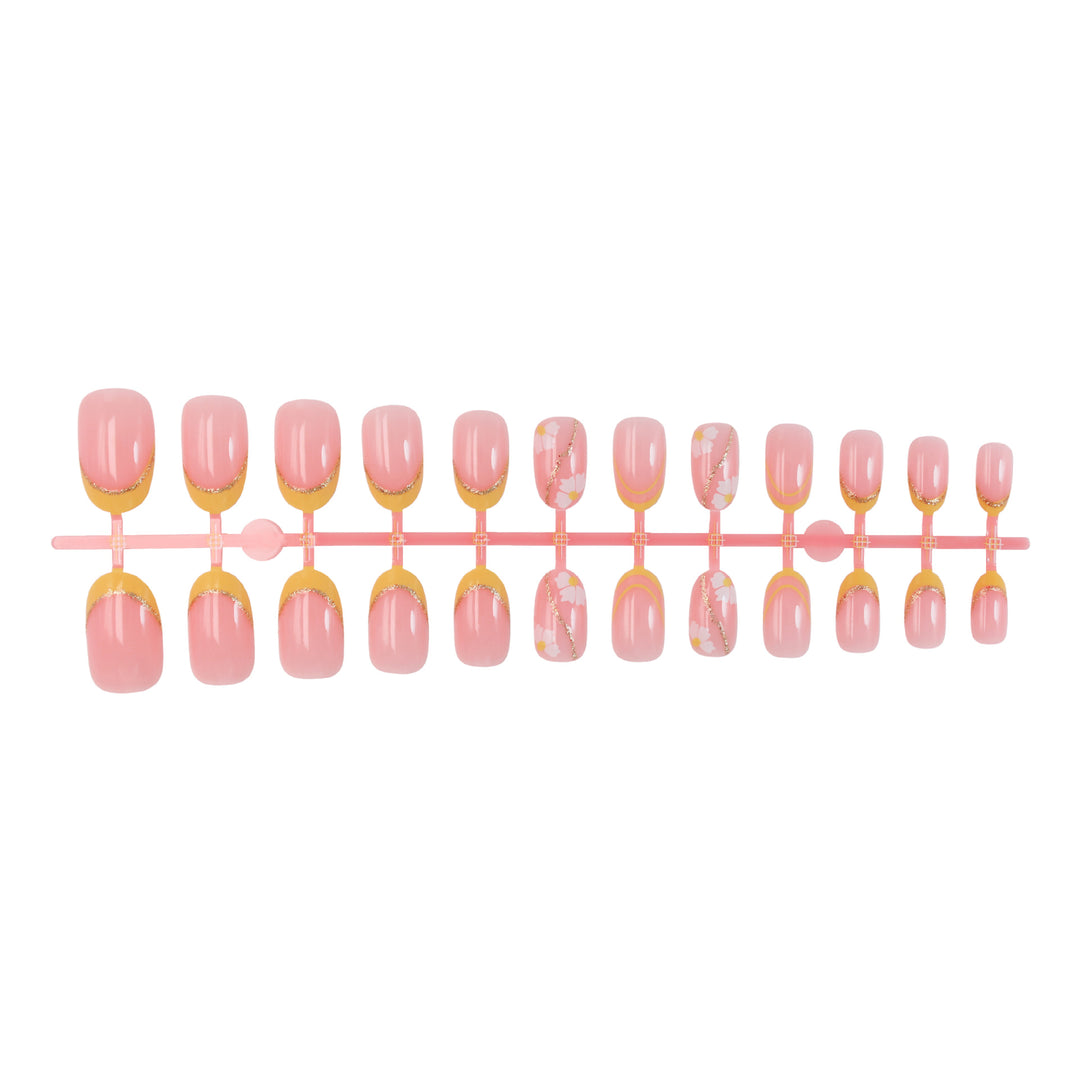 Artificial nail set decorated with elegant flowers and gradient Stornfield