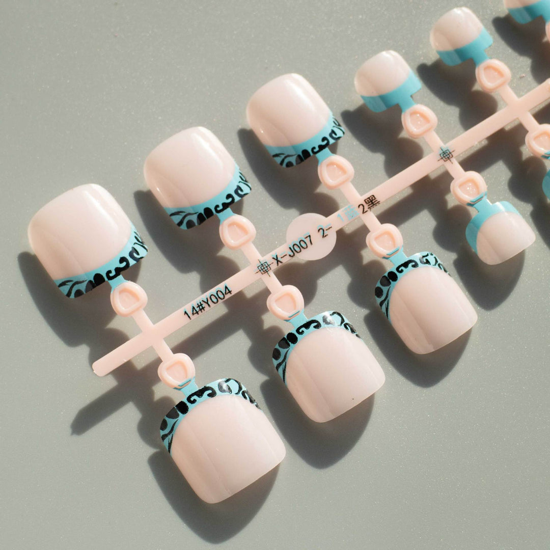 Decorative French Tip Pedicure Nail Art