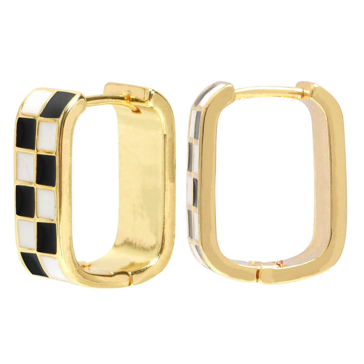 Modern Geometric Enamel Hoop Earrings Stornfield