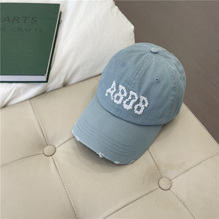 Women's Distressed Cotton Baseball Cap with Graphic Detailing Stornfield