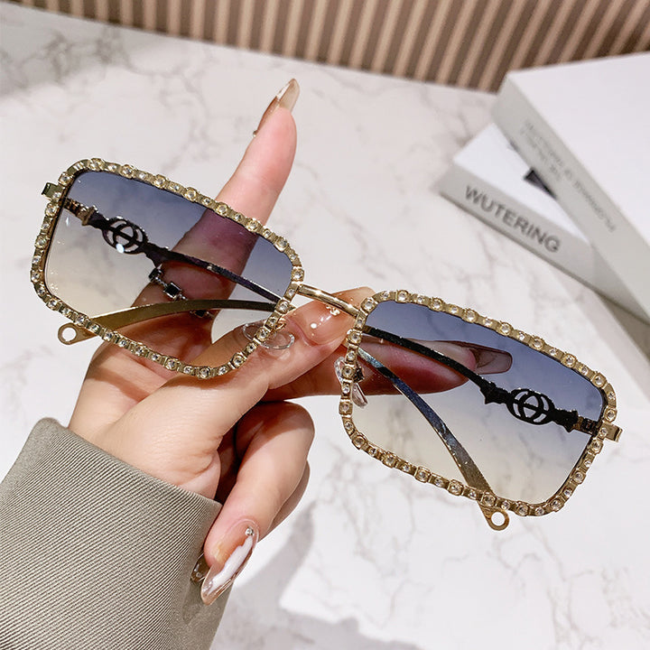 Women's elegant square sunglasses with luxurious rhinestone frame Stornfield
