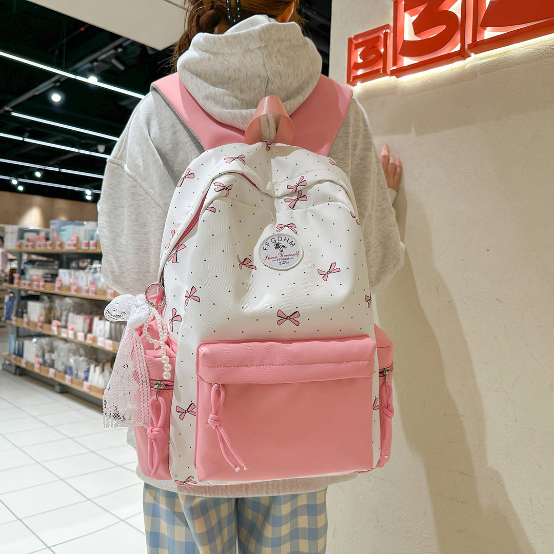 Stylish Bow-Embellished Casual Backpack Stornfield