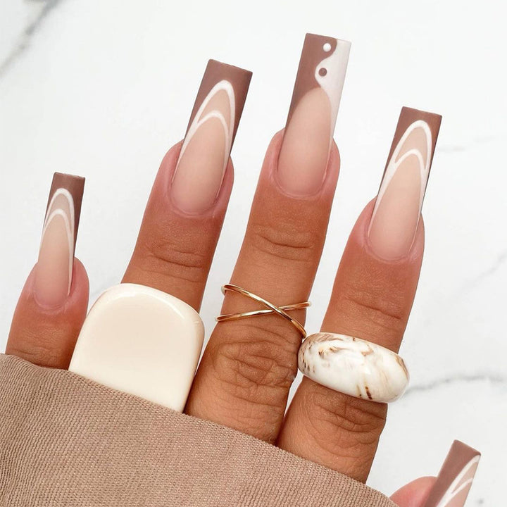 Elegant Nail Extensions with Artistic Wave Design Stornfield