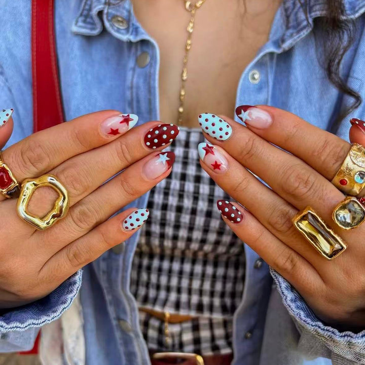 Artificial nail set with creative retro designs Stornfield
