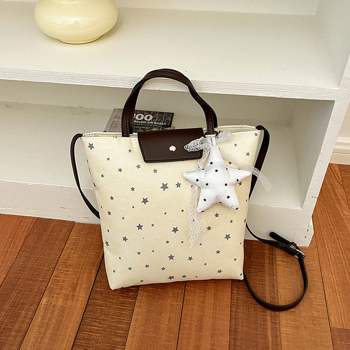 Casual Star-Patterned Tote Bag