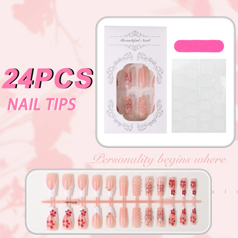 Floral Patterned Press-On Nail Tips Set Stornfield