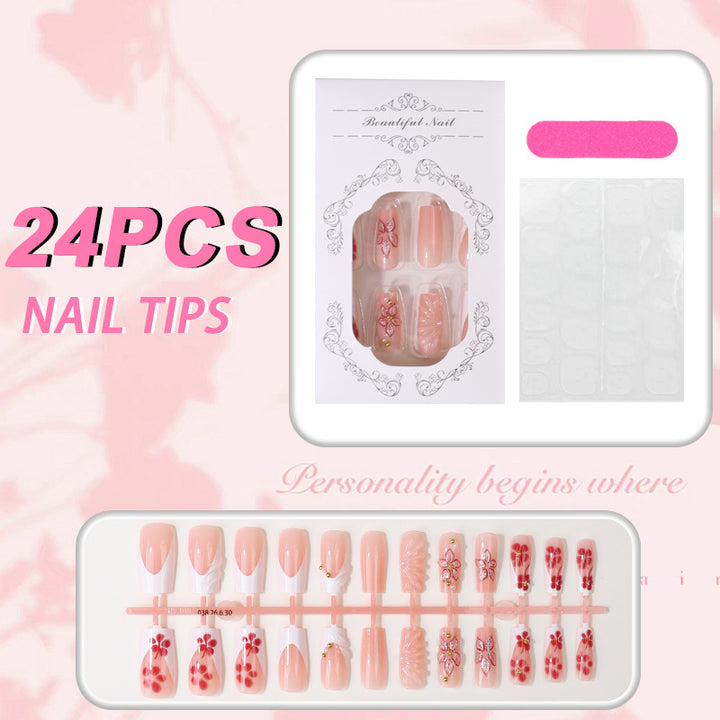 Floral Patterned Press-On Nail Tips Set Stornfield