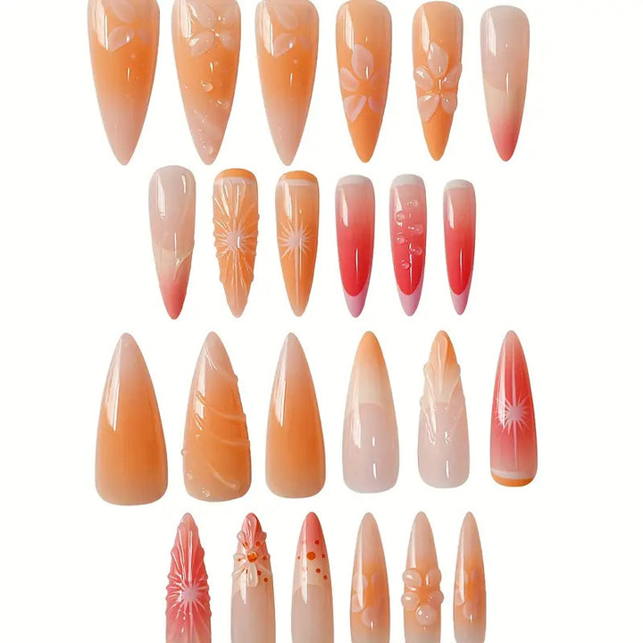 Artistic 3D Floral Press-On Nail Art Stornfield