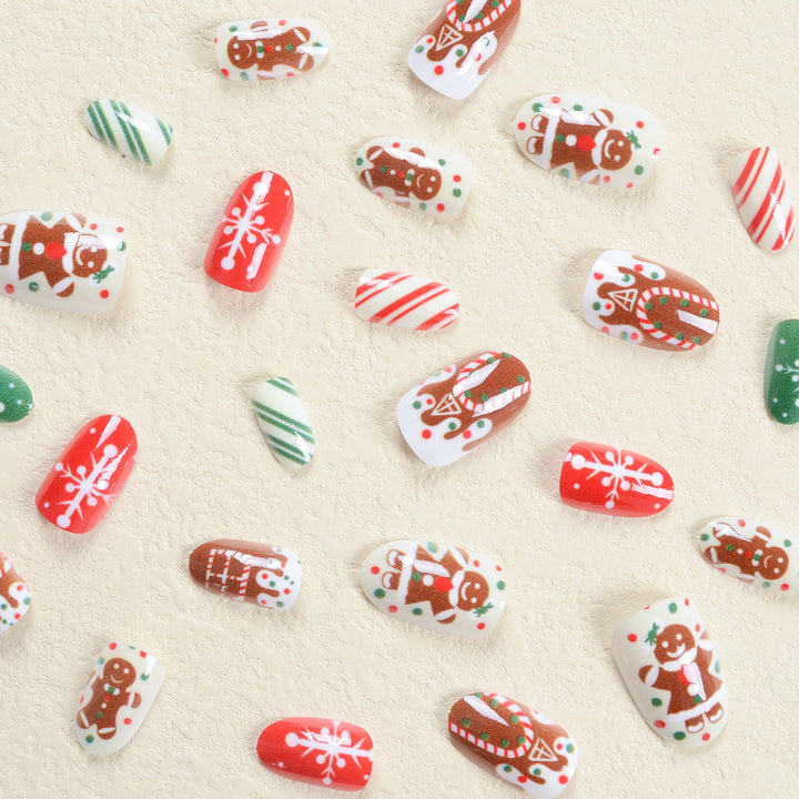 Artificial nail set with festive cookie design Stornfield