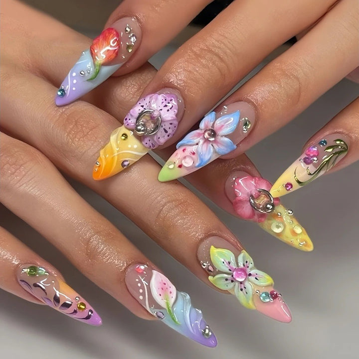 Artistic 3D Floral Nail Extensions Stornfield