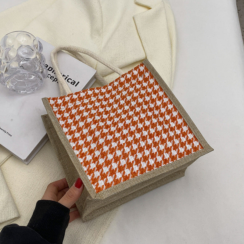 Handcrafted Houndstooth Tote Bag
