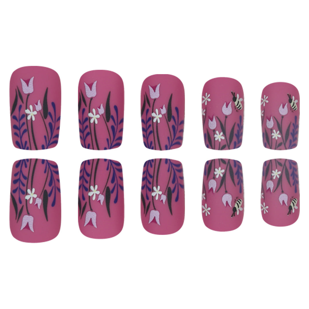 Floral-Design Matte Press-On Nails Stornfield