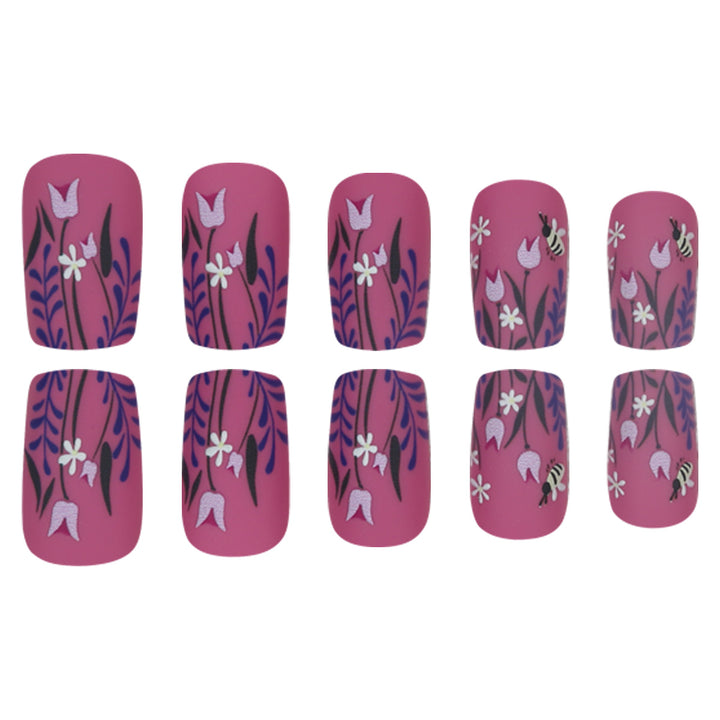 Floral-Design Matte Press-On Nails Stornfield