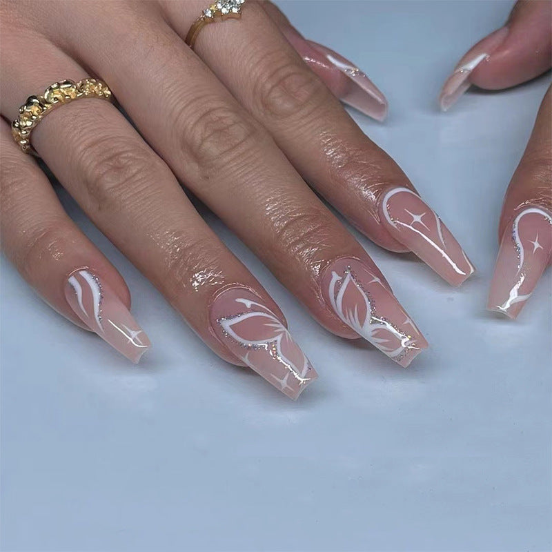 Elegant Nail Extensions with Floral Design Stornfield