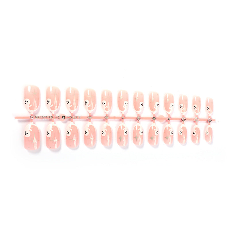 Whimsical Press-On Nail Art Set with Ghost Designs Stornfield