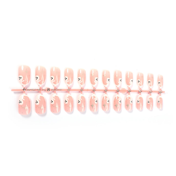 Whimsical Press-On Nail Art Set with Ghost Designs Stornfield