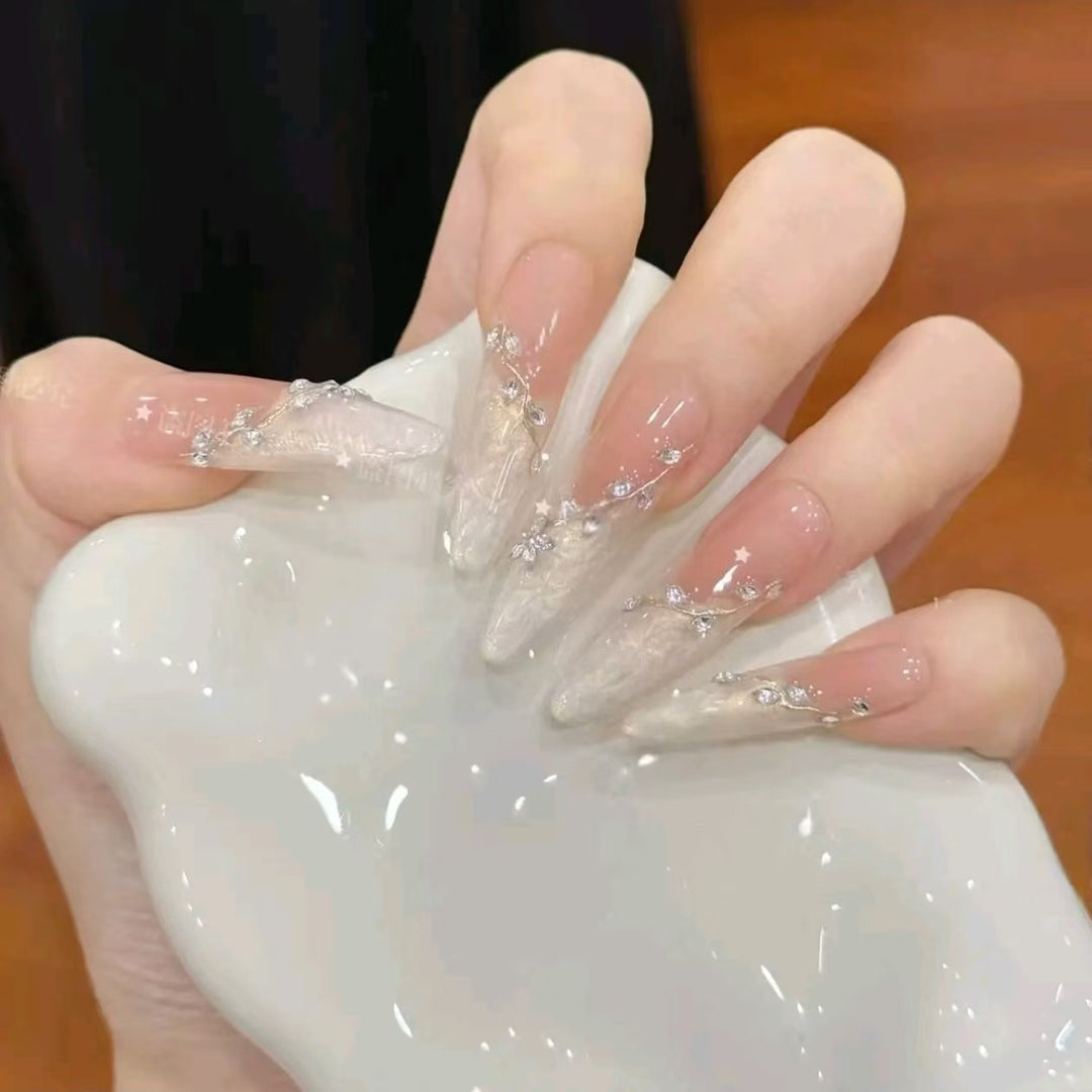 Artistic Long Press-On Nail Extensions