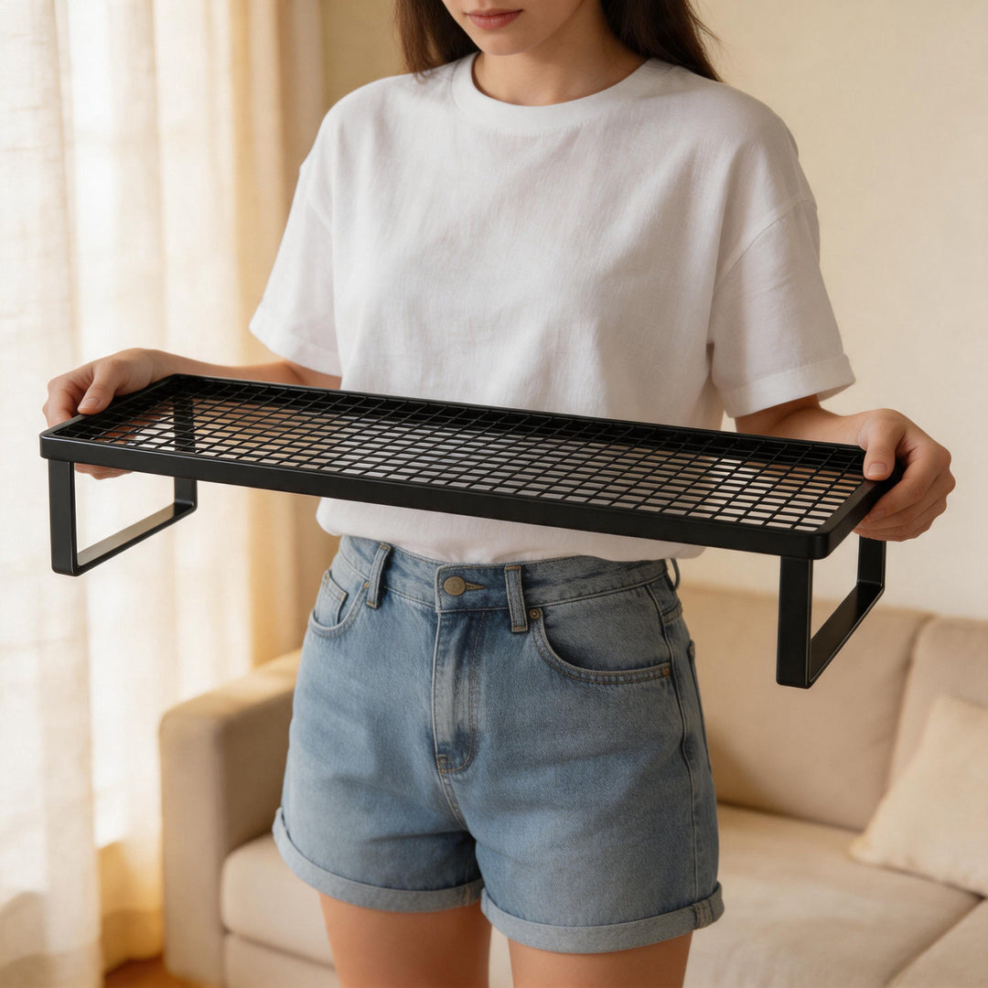 Refrigerator Mesh Shelf Riser Organizer with Open-Frame Legs