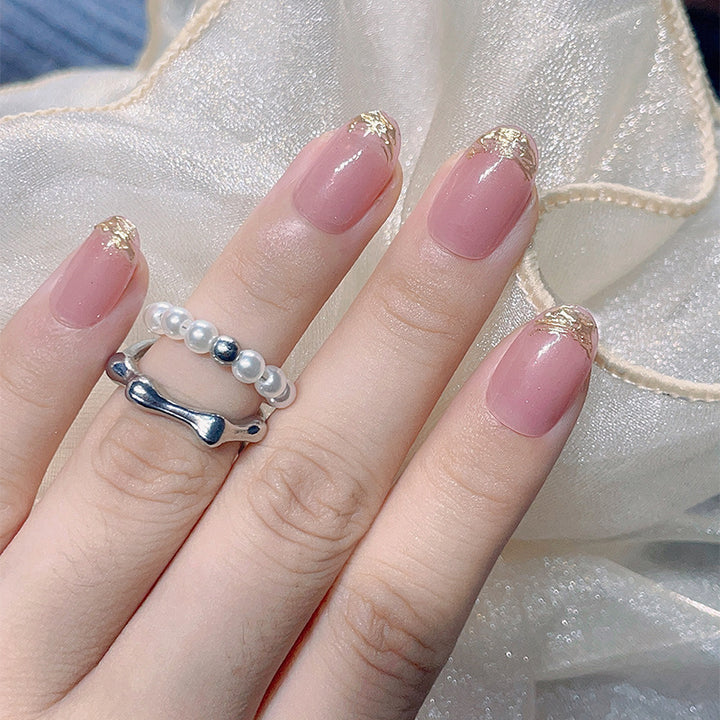 Elegant Gold-Tipped Press-On Nails Stornfield