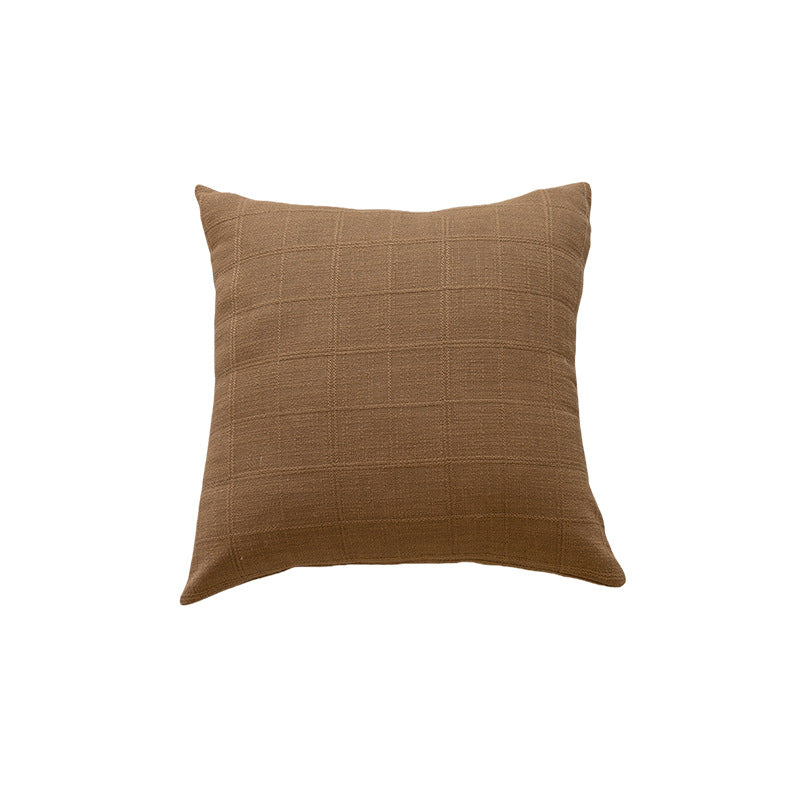 Minimalist Grid-Texture Square Accent Pillow with Hidden-Zip Removable Insert