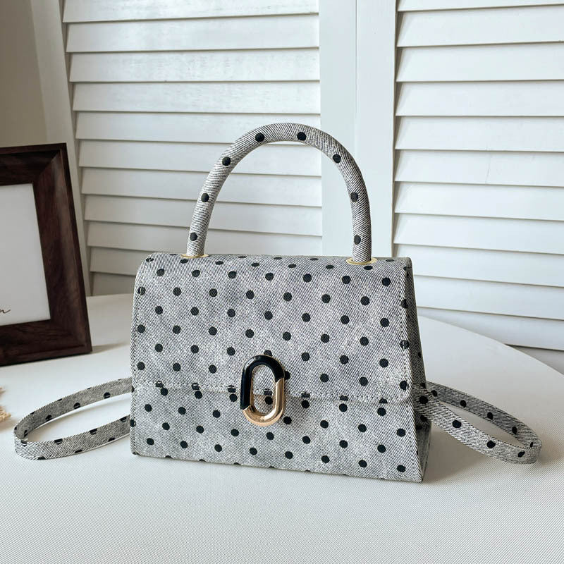 Polka Dot Structured Crossbody Handbag