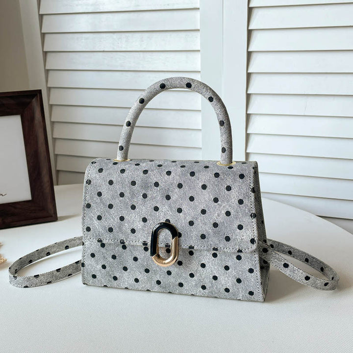 Polka Dot Structured Crossbody Handbag
