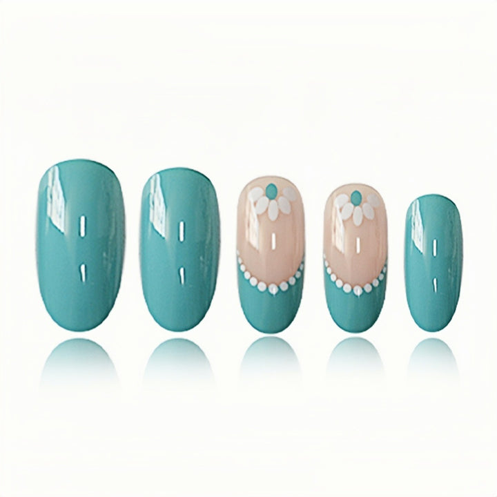 Decorative Floral Gel Press-On Nails Stornfield
