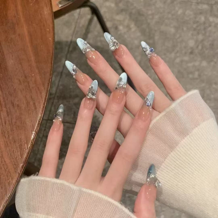 Elegant Crystal-Embellished Press-On Nails Stornfield