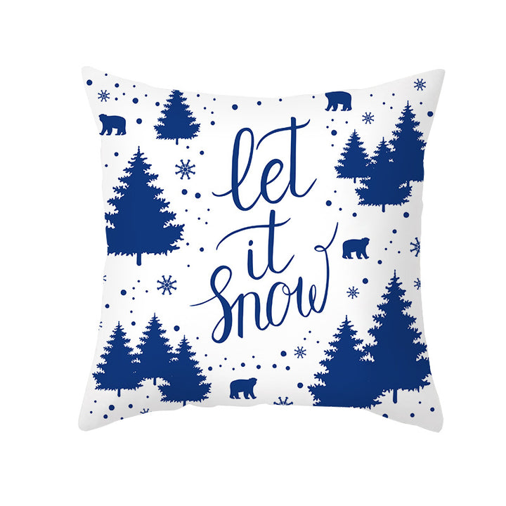 Festive Santa Silhouette Square Cushion Cover with Snowflake Border and Concealed Zipper