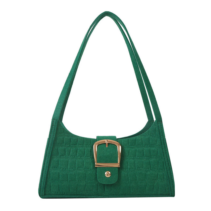 Crocodile-Patterned Handbag with Buckle Detail
