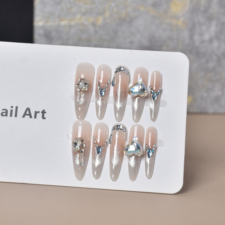 Elegant Crystal-Accented Press-On Nail Extensions Stornfield