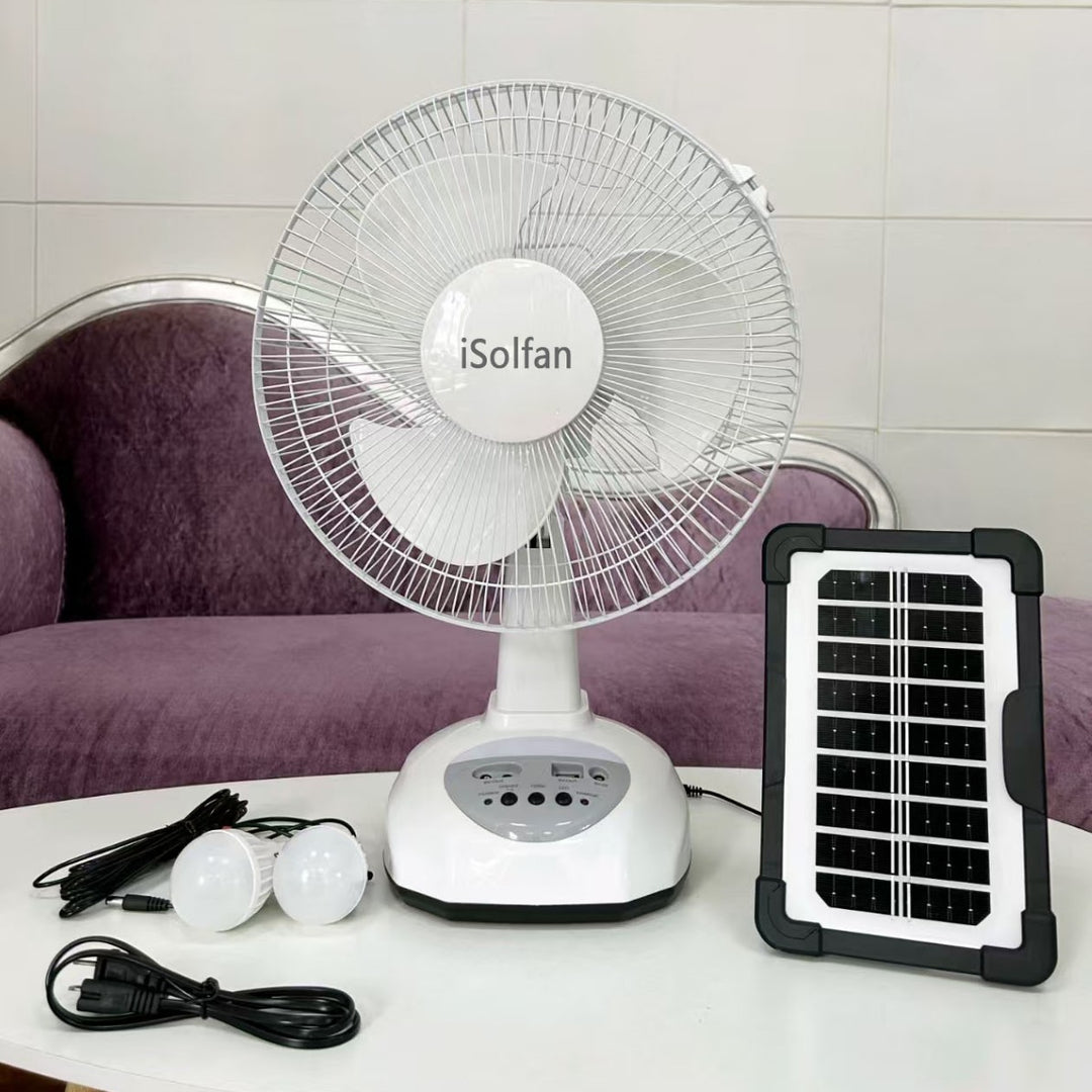 Women's portable solar-powered fan with integrated LED lighting Stornfield